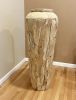 Farmhouse Teak Vase 48 inch Distressed White