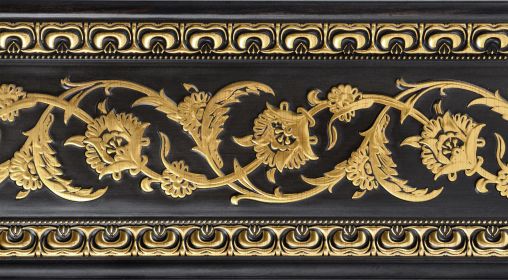 Gold Floral on Wood Tone Chair Rail 92 inch