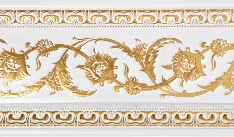 Gold on French White Floral Chair Rail 92 inch