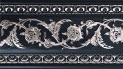 Silver Floral on Black Chair Rail 92 inch