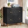 Retro Black/Gold Geometric Scroll 2 Drawer Filing Cabinet Printer Stand