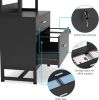 Home Office Lockable 2 Drawer Filing Cabinet Bookshelf in Black Wood Finish
