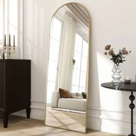 Gold 58-inch Full Length Arched Floor Mirror with Stand and Wall Hanging Screws
