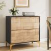 Retro Natural/Black with Gold Handles/Legs 2 Drawer Filing Cabinet Printer Stand