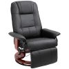 Living Room Relaxation: Black Faux Leather Swivel Recliner with Adjustable Footrest
