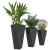 Indoor Outdoor Planters Set of 3 MgO Tall Planters Stackable Flower Pots with Drainage Holes for Garden Balcony Black