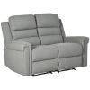 Modern 2 Seater Manual Reclining Sofa Loveseat Couch with Linen Fabric and Thick Sponge Padding for Living Room, Grey