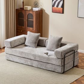 Floor Couch,Compression Sofa,Convertible Floor Sofa Bed-with Pillow Back Support Armrest,Comfy Futon Couch Lounge Sleeper Bed,Chenille fabric