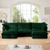 Slipcovered U Shape Sectional Deep Seat Sofa Couch, 3 Seater Sofa with French Edges Design Multiple Big Pillows