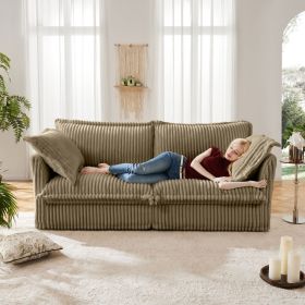 Modern Slipcovered 2-Seat Sofa Couches for Living Room, 2 Seater Sofa, Corduroy Deep Seat Sofa with Upholstered Cushion&Detachable Cover