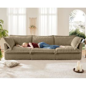 Slipcovered Sofa Couch, Modern 3 Seater Sofa with Suppleness Armrests,Deep Seat Sofa with Soft Multiple Big Pillows, Comfy Couch for Living Room