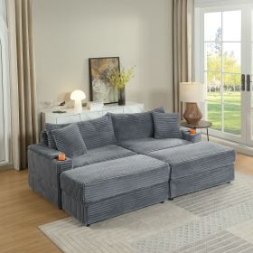 sofa With 2 toss pillows and a ottoman ,Comfy Sofa- Deep Seat Couch for Living Room