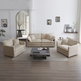 3 Piece Sofa Set with Arm Pillows and Toss Pillows , Sofa Set Include 2- Piece of Arm Chair and One 2-seat Sofa