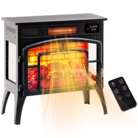HOMCOM Electric Fireplace Stove, 22" Freestanding Portable Infrared Fireplace Heater with Realistic Flame Effect