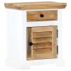 Nightstand White and Brown Solid mango wood, engineered wood Small