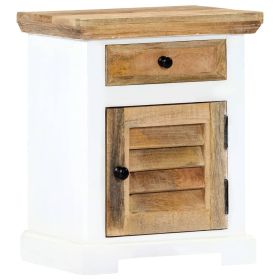 Nightstand White and Brown Solid mango wood, engineered wood Small