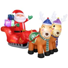 7ft 8pcs LED Lights 24W Double Deer Cart Santa Model Garden Elk Christmas Decoration