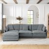 Modern Home Living Room L-Shaped Sectional Sofa Couches with Storage Ottoman, Convertible Oversized 4 Seater Couch Towel Fabric, Grey
