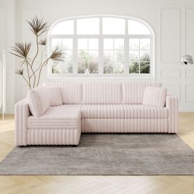106.3" Soft L-shaped 4-Person Sofa. Comfortable & Stylish. Matches Bedroom & Living Room.Light Pink.Modern plush furniture. Modular design for versati
