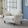 40.16 Inch Nailhead Trim Couches for Living Room, 22" Deep Seat Rolled Arm Sofa, Faux Leather Couch Upholstered SofaComfy Upholstered 1 Seater Sofa