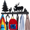 "Farmhouse Rustic Animal Coat Hook Rack – Wall-Mounted Tree Branch Design with Black Puppy