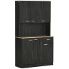 71" Kitchen Buffet with Hutch, Freestanding Kitchen Cabinet with Doors, Drawers, Microwave Counter, Black
