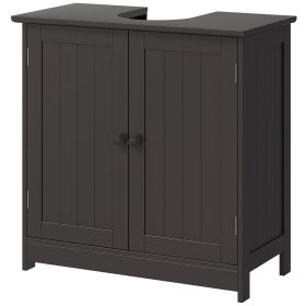 Under Sink Bathroom Cabinet with 2 Doors and Shelf, Pedestal Sink Bathroom Vanity Furniture, Coffee