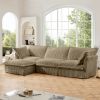 L-Shaped Slipcovered Sectional Sofa Couch, Comfy Deep Seat Cloud Couch with Convertible Ottoman & 2 Big Pillows