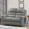 Modern 2 Seater Manual Reclining Sofa Loveseat Couch with Linen Fabric and Thick Sponge Padding for Living Room, Grey
