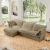 L-Shaped Slipcovered Sectional Sofa Couch, Comfy Deep Seat Cloud Couch with Convertible Ottoman & 2 Big Pillows