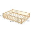 Original wood color painted pine fence bed with door and deck board full children's wooden bed