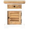 Nightstand White and Brown Solid mango wood, engineered wood Small
