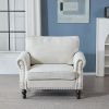 40.16 Inch Nailhead Trim Couches for Living Room, 22" Deep Seat Rolled Arm Sofa, Faux Leather Couch Upholstered SofaComfy Upholstered 1 Seater Sofa