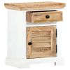 Nightstand White and Brown Solid mango wood, engineered wood Small