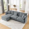 Modern Home Living Room L-Shaped Sectional Sofa Couches with Storage Ottoman, Convertible Oversized 4 Seater Couch Towel Fabric, Grey