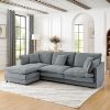Modern Home Living Room L-Shaped Sectional Sofa Couches with Storage Ottoman, Convertible Oversized 4 Seater Couch Towel Fabric, Grey