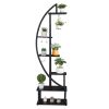 6th Floor Half Moon Ironwood Suitable For Garden Balcony Patio Lawn Home Decoration Plant Stand Flower Pot Stand Iron Flower Stand Black