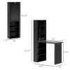 Fold-out Convertible Home Office Desk, Wall Mount Computer Desk with Blackboard and Side Shelf, Black