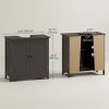 Under Sink Bathroom Cabinet with 2 Doors and Shelf, Pedestal Sink Bathroom Vanity Furniture, Coffee
