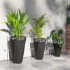 Indoor Outdoor Planters Set of 3 MgO Tall Planters Stackable Flower Pots with Drainage Holes for Garden Balcony Black
