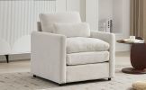 31.9" Cozy Upholstered Armchair Oversized Comfy Cloud Sofa Double Cushion Single Sofa Plush Cushion Armchair for Living Room, Beige