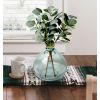 12" Artificial Green Eucalyptus in Blown Glass Vase