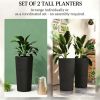 Outdoor flower pot, set of 2 plastic flower pots, black