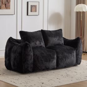 MAXYOYO Giant Bean Bag Chair for Adults, Ultra Soft Fluffy Loveseat Bean Bag Sofa, Oversized Floor Sofa for Living Room Bedroom (Color: Black)