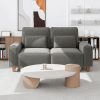 Chenille Deep Seat 2-Seater Sofa with Brushed Stainless Steel Cup Holders and 2 Decorative Pillows, Modern Cozy Loveseat for Living Room