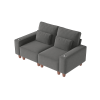 Chenille Deep Seat 2-Seater Sofa with Brushed Stainless Steel Cup Holders and 2 Decorative Pillows, Modern Cozy Loveseat for Living Room