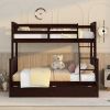 Twin-Over-Full Bunk Bed with Ladders and Two Storage Drawers
