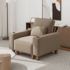 Chenille Deep Seat Single Sofa Chair with Brushed Stainless Steel Cup Holder and Decorative Pillow, Modern Cozy Accent Chair for Living Room