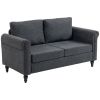 Vintage Loveseat, Upholstered Love Seat Furniture, Chenille-feel Fabric 2 Seater Sofa Couch with Rolled Arms