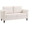 Vintage Loveseat, Upholstered Love Seat Furniture, Chenille-feel Fabric 2 Seater Sofa Couch with Rolled Arms